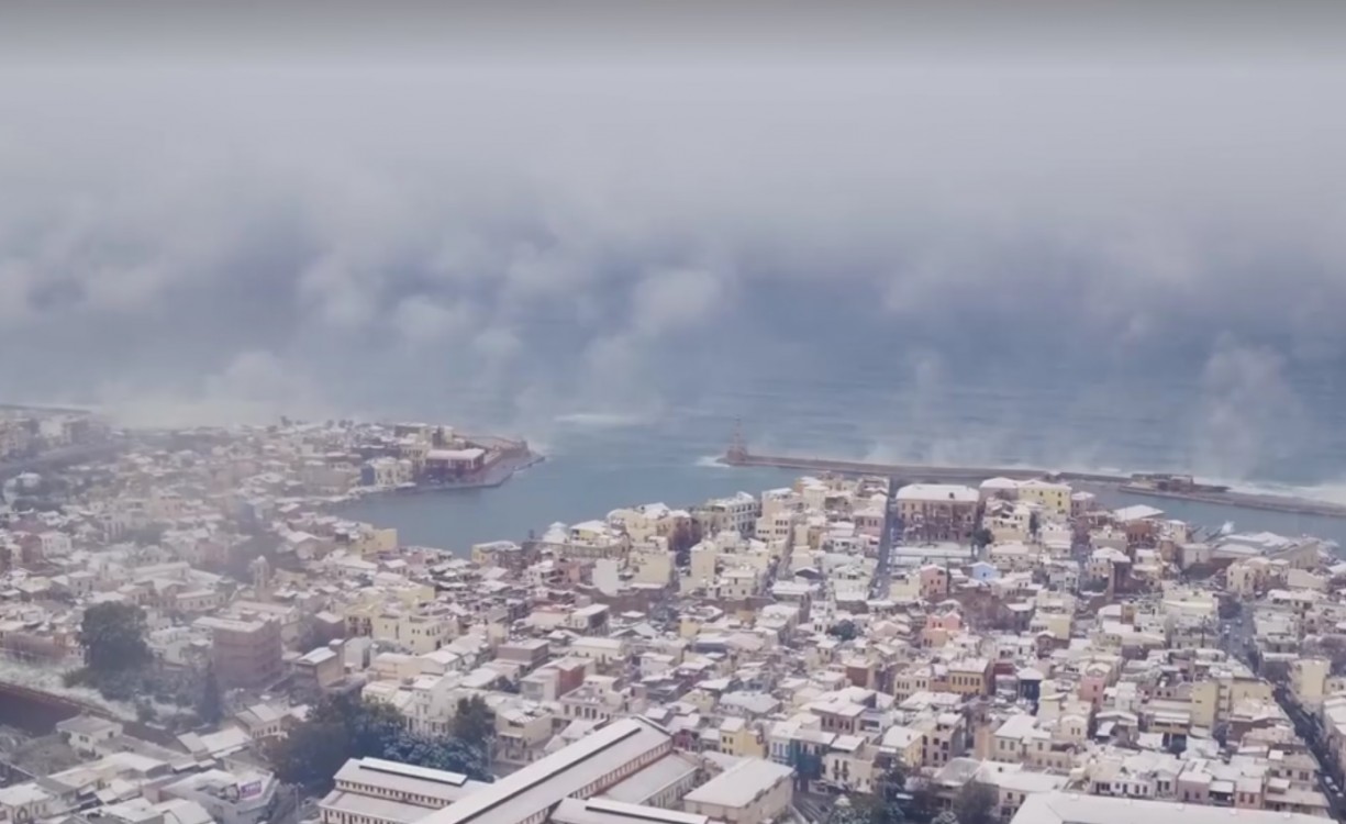 Τα χιονισμένα Χανιά από ψηλά – Ένα εκπληκτικό βίντεο