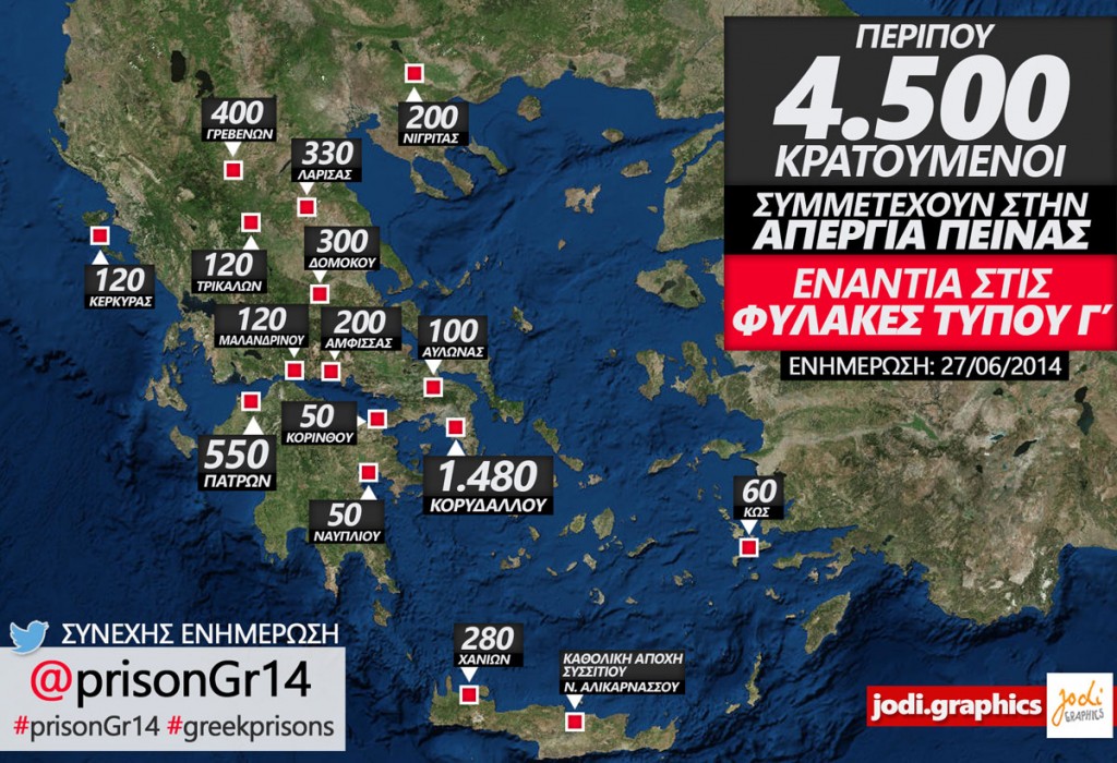 Για έκτη μέρα σε απεργία πείνας χιλιάδες κρατούμενοι – Εκδηλώσεις αλληλεγγύης και στην Κρήτη