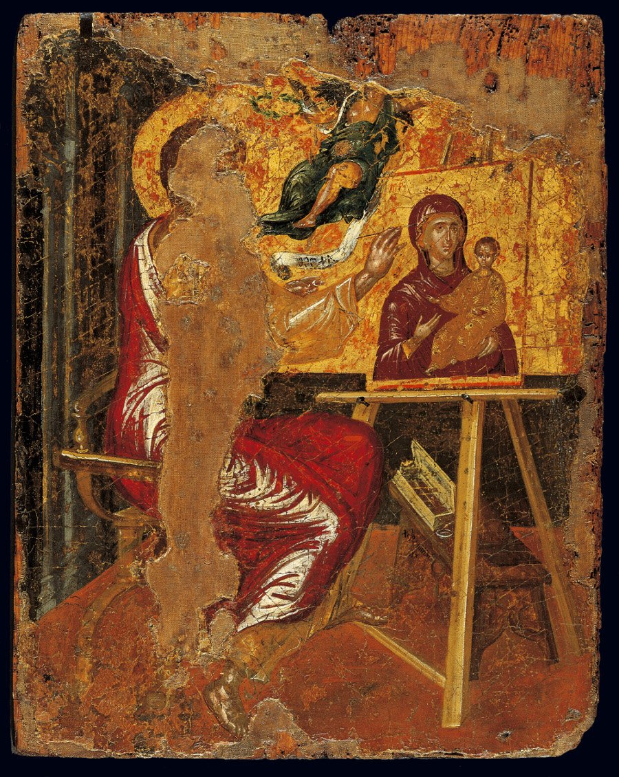 Ο Ευαγγελιστής Λουκάς ζωγραφίζει την εικόνα της Παναγίας, 1560-1565. Ζωγράφος Δομήνικος Θεοτοκόπουλος. Μουσείο Μπενάκη, Αρ. Ευρ. 11296.