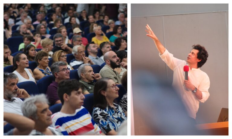 Ο Κωνσταντίνος Δασκαλάκης μάγεψε τα Χανιά: Τεχνητή Νοημοσύνη, Θεωρία Παιγνίων και… Σαίξπηρ στη σκηνή του Festum Π | Φωτός+Βίντεο