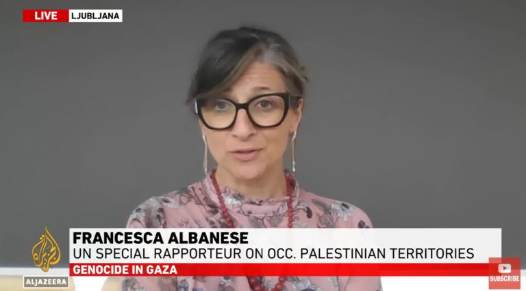 Η Φραντσέσκα Αλμπανέζε καταγγέλλει τις κυρώσεις των ΗΠΑ εις βάρος της, μιλάει για την εμπλοκή εταιρειών όπως η Google στη Γάζα και υπερασπίζεται τη Διεθνή Δικαιοσύνη: «Είτε ο κόσμος θα ξυπνήσει, είτε θα παραδοθούμε στη μαφιόζικη λογική της εξουσίας»