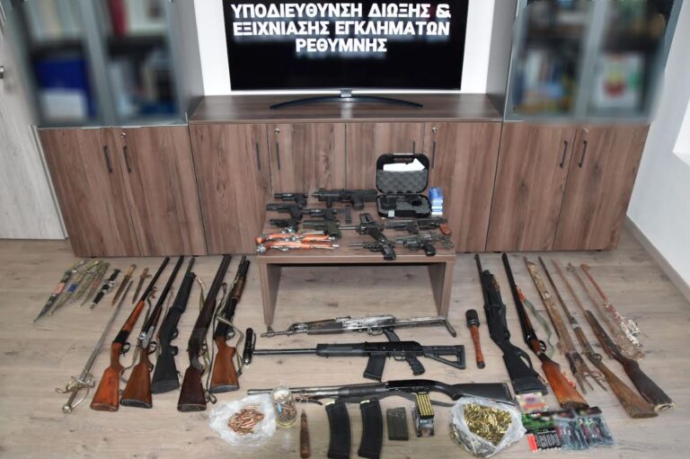 Ρέθυμνο: Εντοπισμός βαρύτατου οπλοστασίου και πέντε συλλήψεις – Η επιχείρηση της ΕΛ.ΑΣ. στον Άγιο Βασίλειο
