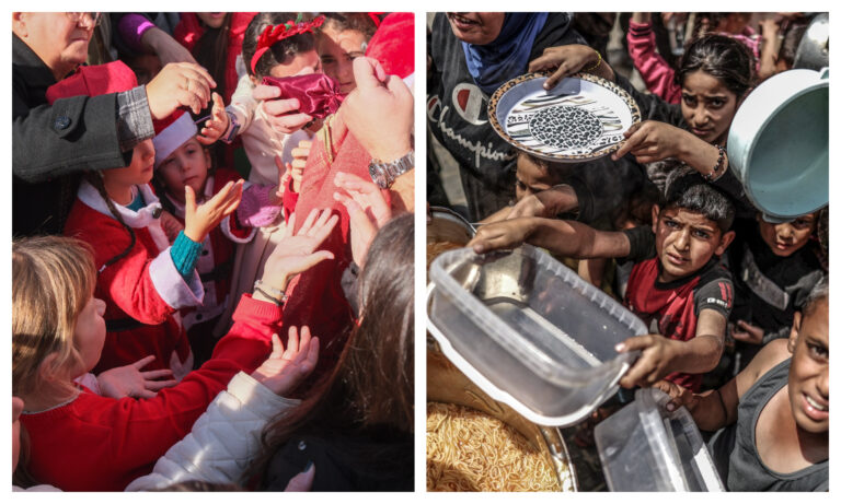 Παιδικά χέρια απλωμένα για δώρα στα Χανιά, παιδικά χέρια απλωμένα για φαγητό στη Γάζα, στη Νιγηρία, στη Σομαλία