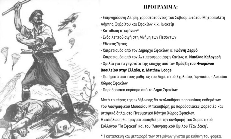 Κεντρική Εκδήλωση από τον Δήμο Σφακίων για την 85η Επέτειο της Μάχης της Κρήτης