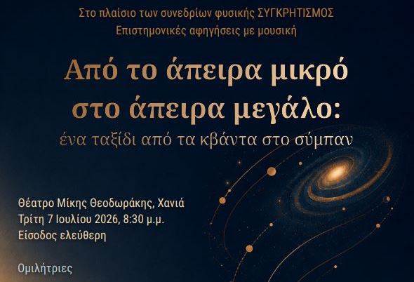 Εκδήλωση “Από το άπειρα μικρό στο άπειρα μεγάλο”: Ένα ταξίδι από τα κβάντα στο σύμπαν